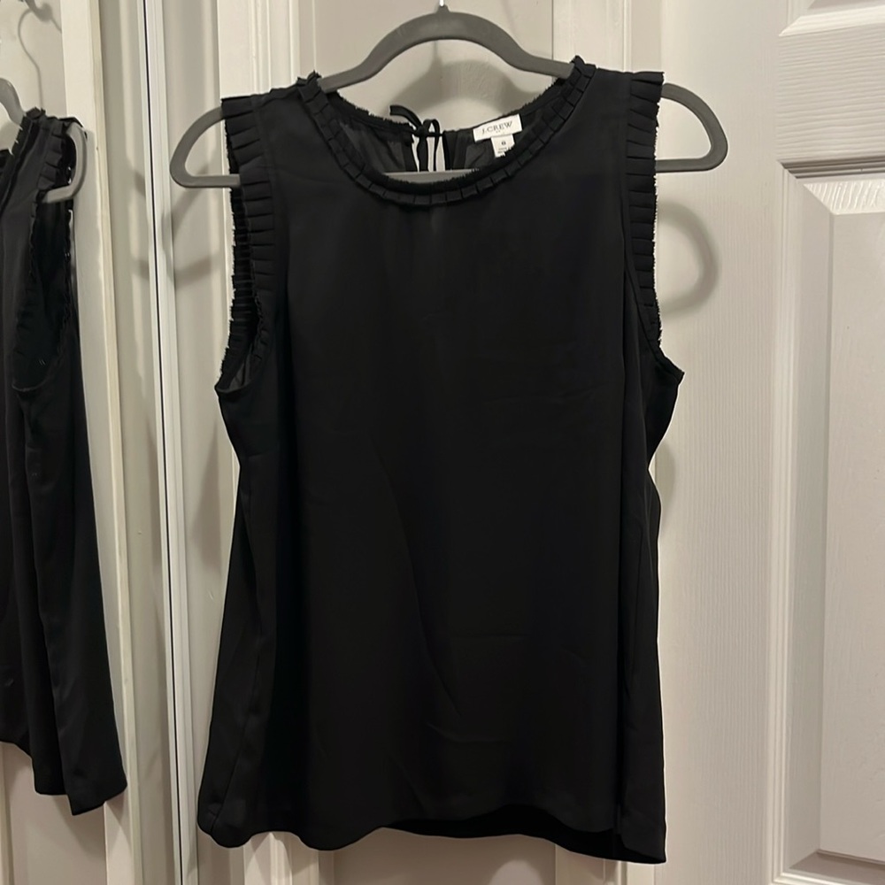 J crew sleeveless shell with neck and arm detail